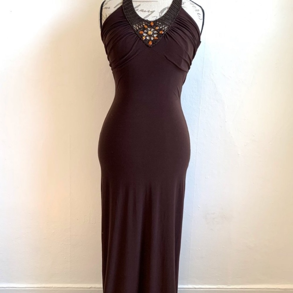Brown Dress Gown Knit Tank Prom Taboo Bodycon
